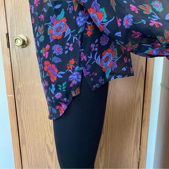 Veronica Beard Cicely Silk Floral Blouse Sheer Balloon Sleeve Size 8 - Picture 8 of 13